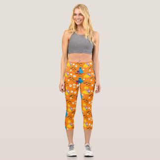 Sesame Street Halloween Bats & Ghosts Pattern Capri Leggings