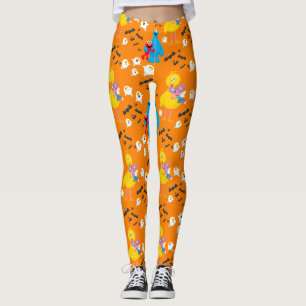 Sesame Street Halloween Bats & Ghosts Pattern Leggings
