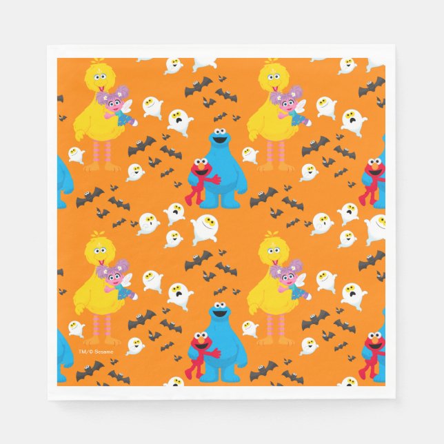 Sesame Street Halloween Bats & Ghosts Pattern Napkins (Front)