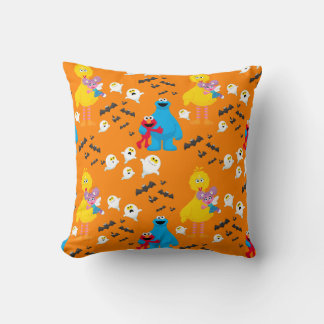 Sesame Street Halloween Bats & Ghosts Pattern Throw Pillow
