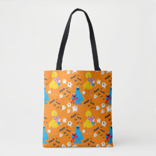 Sesame Street Halloween Bats & Ghosts Pattern Tote Bag