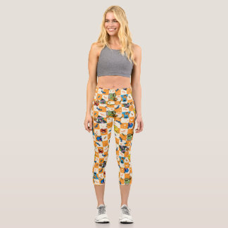 Sesame Street Halloween Checkered Pattern Capri Leggings