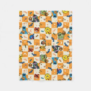 Sesame Street Halloween Checkered Pattern Fleece Blanket