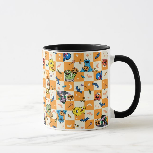 Sesame Street Halloween Checkered Pattern Mug (Right)