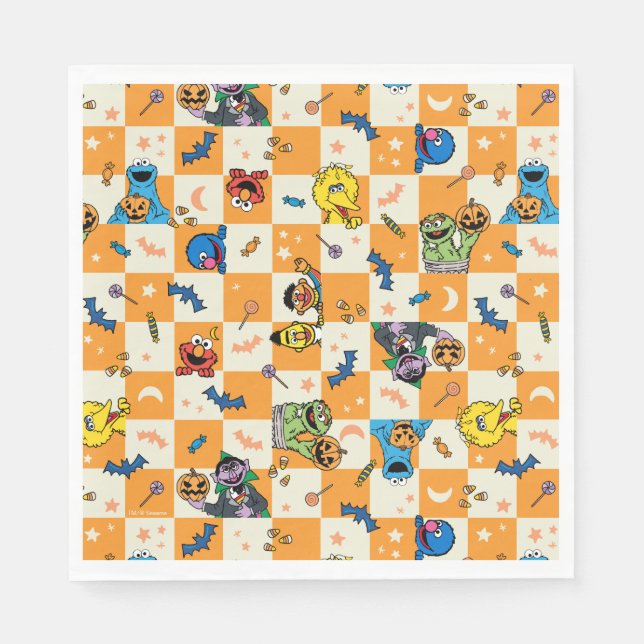 Sesame Street Halloween Checkered Pattern Napkins (Front)