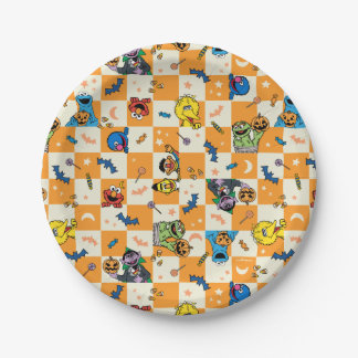 Sesame Street Halloween Checkered Pattern Paper Plates
