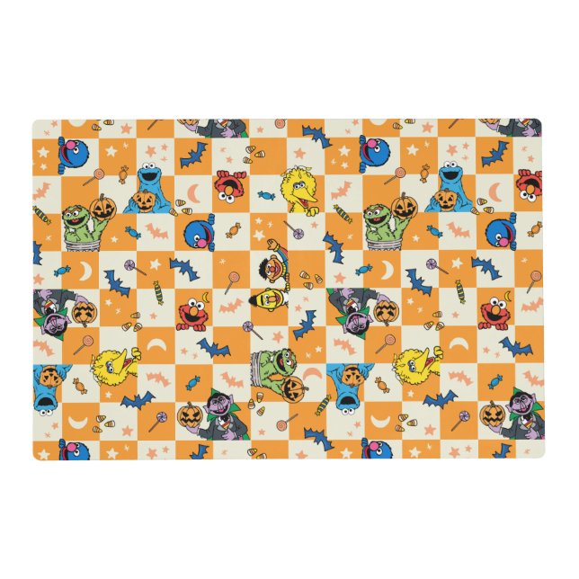 Sesame Street Halloween Checkered Pattern Placemat (Front)