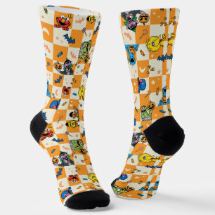 Sesame Street Halloween Checkered Pattern Socks