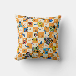 Sesame Street Halloween Checkered Pattern Throw Pillow
