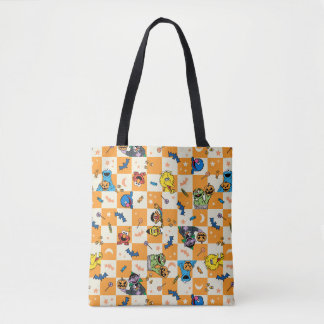 Sesame Street Halloween Checkered Pattern Tote Bag