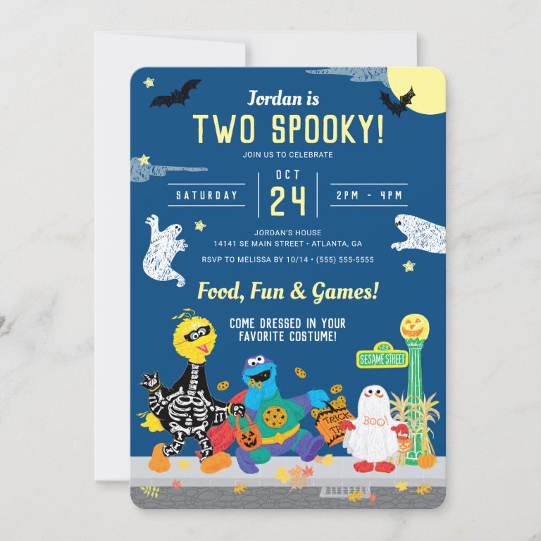 Sesame Street Halloween Two Spooky Birthday Invitation