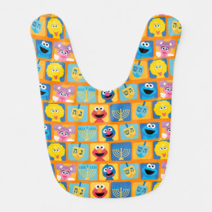 Sesame Street Hanukkah Pattern Baby Bib