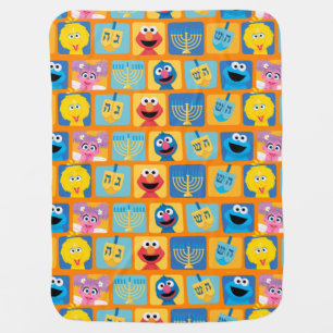 Sesame Street Hanukkah Pattern Baby Blanket