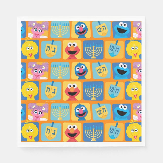 Sesame Street Hanukkah Pattern Napkins (Front)