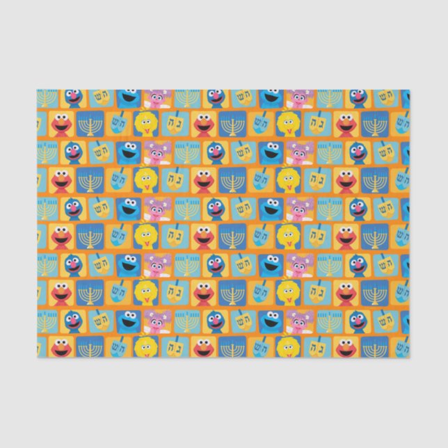 Sesame Street Hanukkah Pattern Tissue Paper (Front)