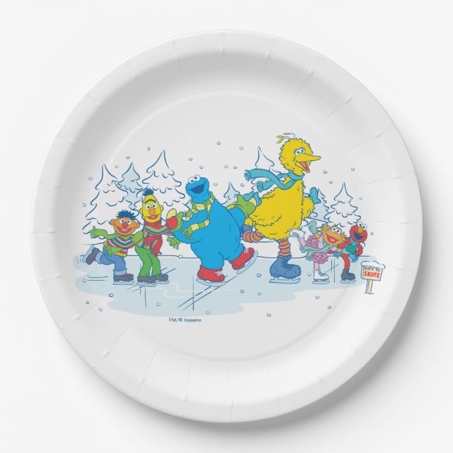 Sesame Street | Ice Skating Friends Paper Plates (Front)
