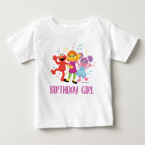Sesame Street  Julia Elmo  Abby _ Birthday Baby T_Shirt