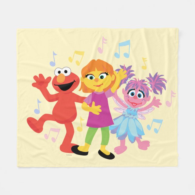 Sesame Street | Julia, Elmo & Abby Dancing Fleece Blanket (Front (Horizontal))