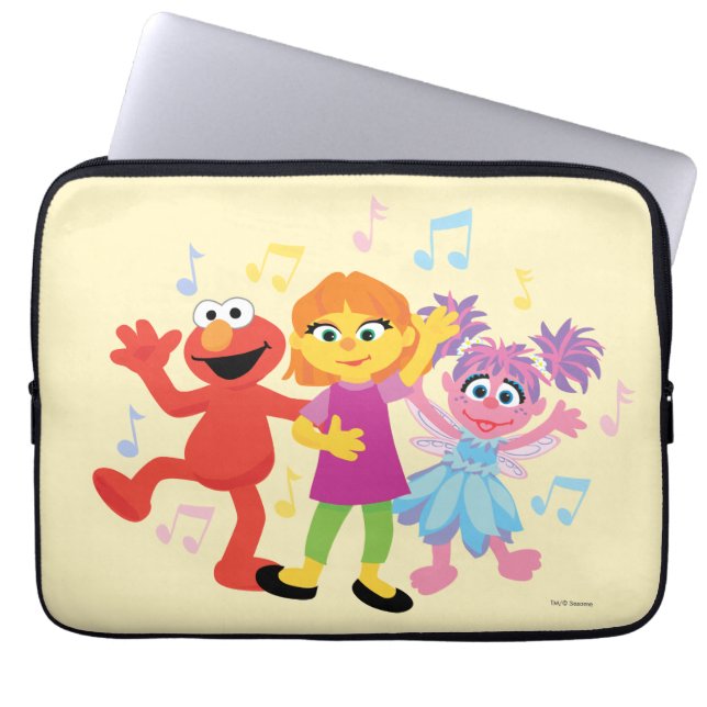 Sesame Street | Julia, Elmo & Abby Dancing Laptop Sleeve (Front)