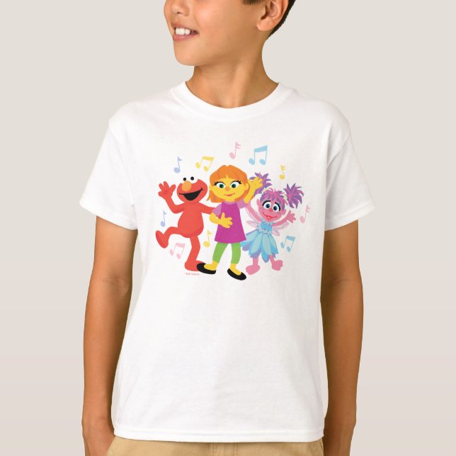 Sesame Street | Julia, Elmo & Abby Dancing T-Shirt (Front)