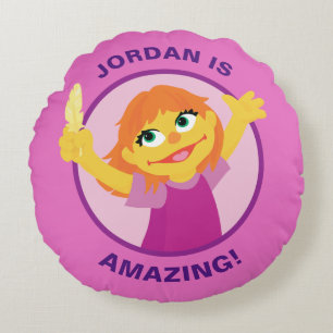 Sesame Street   Julia Holding Feather Round Pillow
