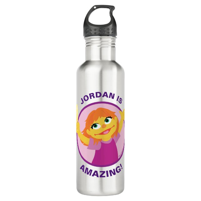Sesame Street | Julia Holding Feather Stainless Steel Water Bottle (Front)