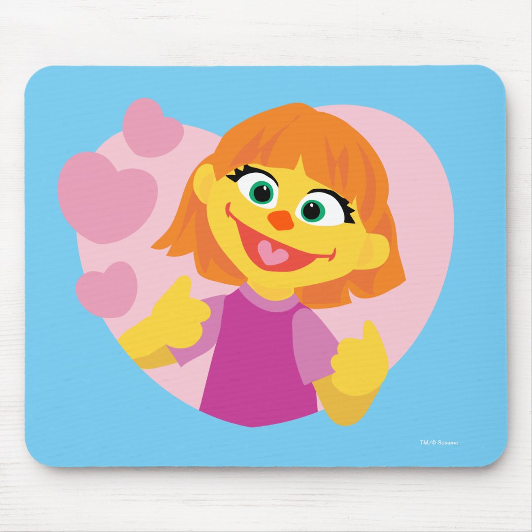 Sesame Street Julia Pink Heart Mouse Pad Zazzle