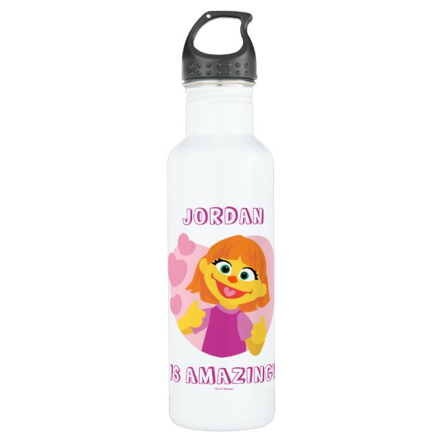 Sesame Street | Julia Pink Heart Stainless Steel Water Bottle (Front)