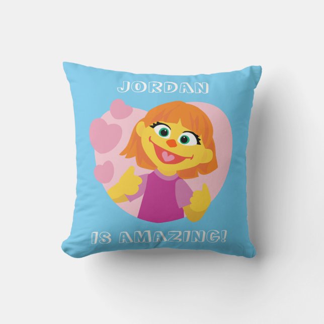 Sesame Street | Julia Pink Heart Throw Pillow (Front)