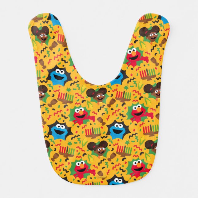 Sesame Street Kwanzaa Pattern Baby Bib (Front)