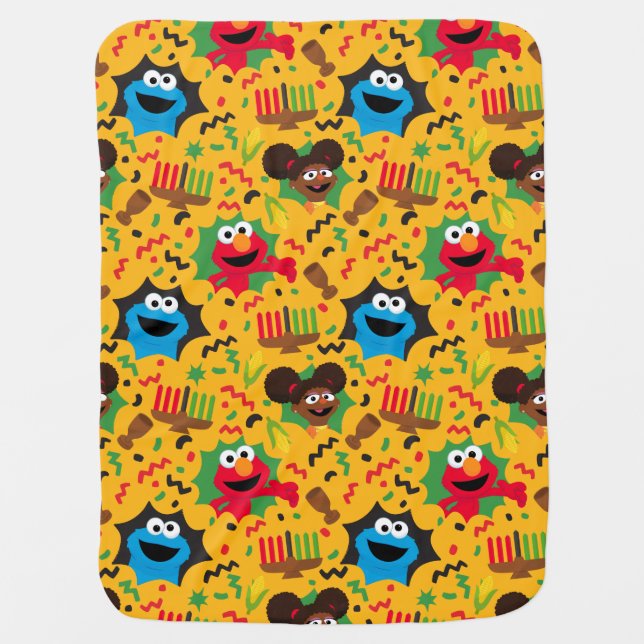 Sesame Street Kwanzaa Pattern Baby Blanket (Front)