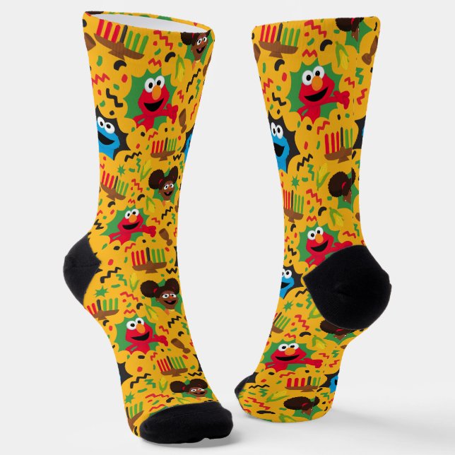 Sesame Street Kwanzaa Pattern Socks (Angled)
