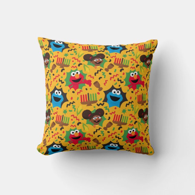 Sesame Street Kwanzaa Pattern Throw Pillow (Front)