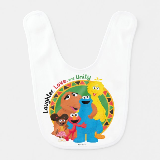 Sesame Street | Laughter, Love, & Unity Baby Bib (Front)