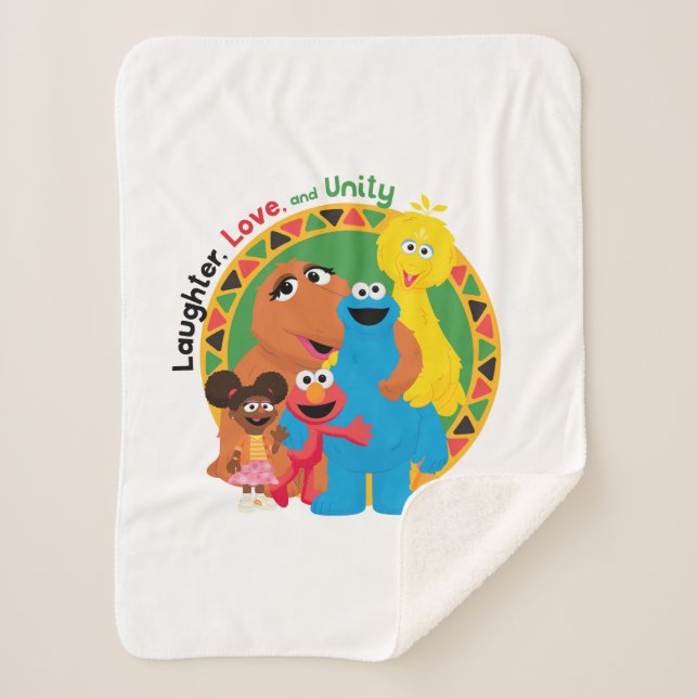 Sesame Street | Laughter, Love, & Unity Sherpa Blanket (Front)