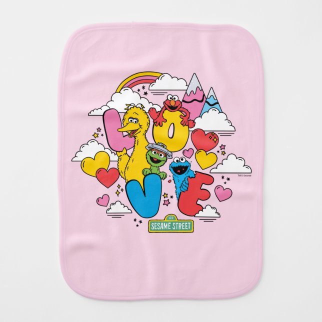 Sesame Street | Love Baby Burp Cloth (Front)