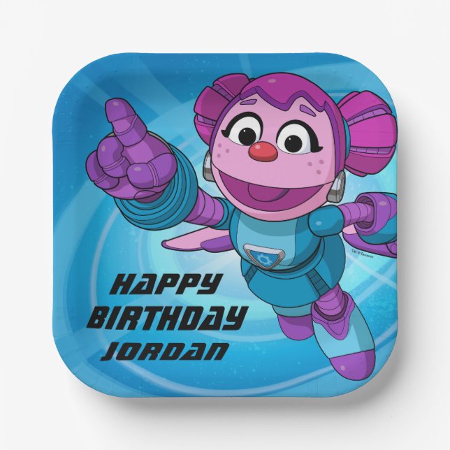 Sesame Street | Mecha Builders Abby | Add Name Paper Plates (Front)