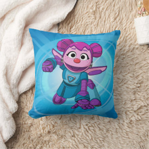 Sesame Street Mecha Builders Abby In Action Throw Pillow