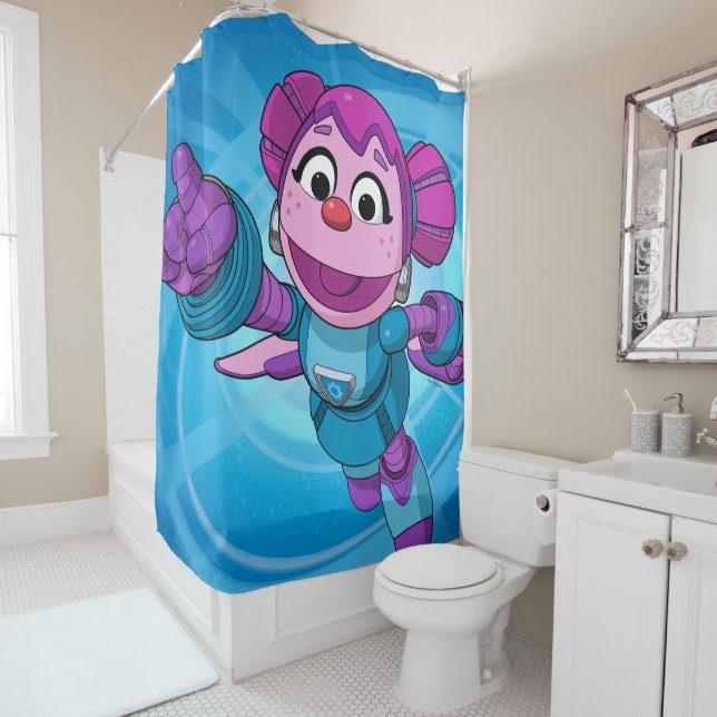 Sesame Street | Mecha Builders Abby Shower Curtain (In Situ)