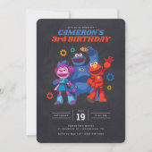 Sesame Street Mecha Builders Chalkboard Birthday Invitation (Front)