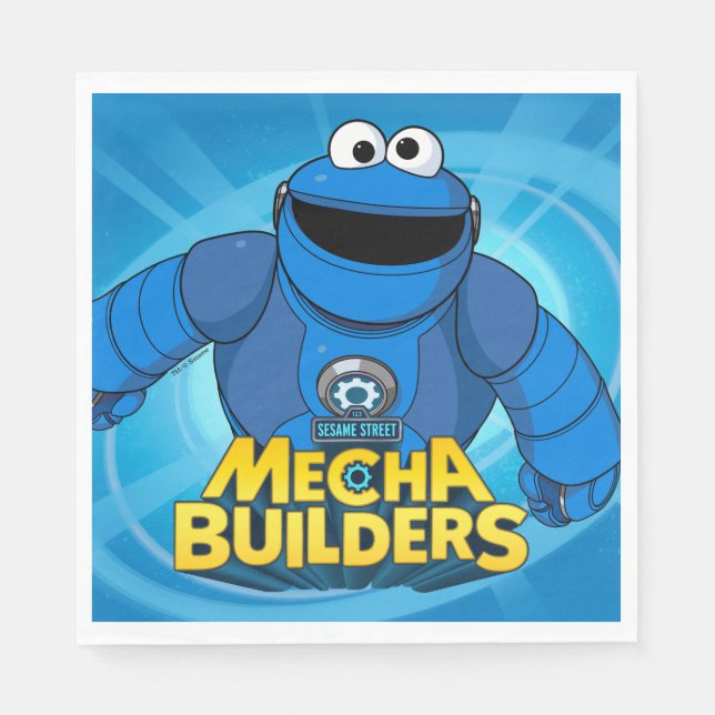 Sesame Street | Mecha Builders Cookie In Action Napkins (Front)
