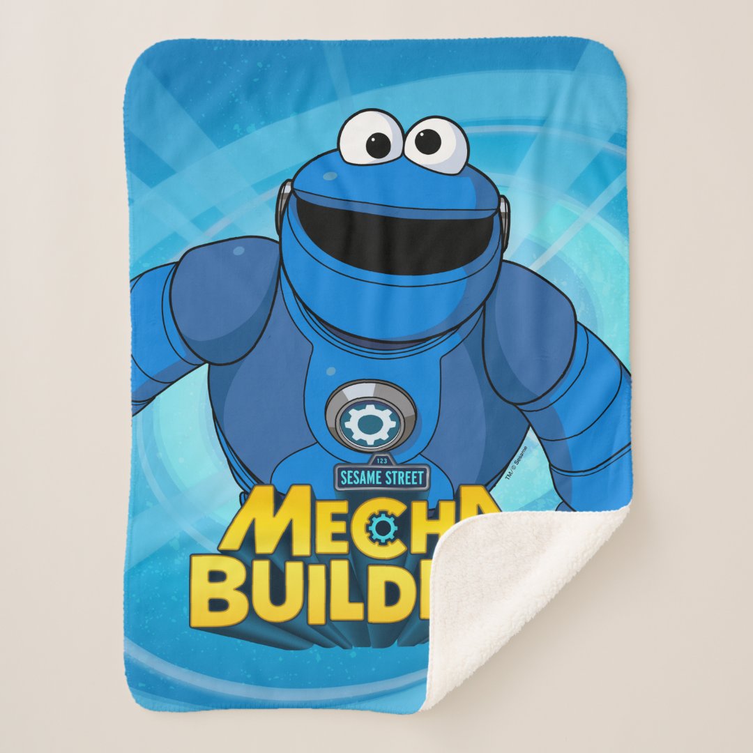 Sesame Street Mecha Builders Cookie In Action Sherpa Blanket Zazzle
