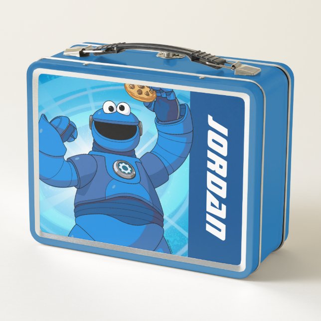 Sesame Street | Mecha Builders Cookie Monster Metal Lunch Box (Back)