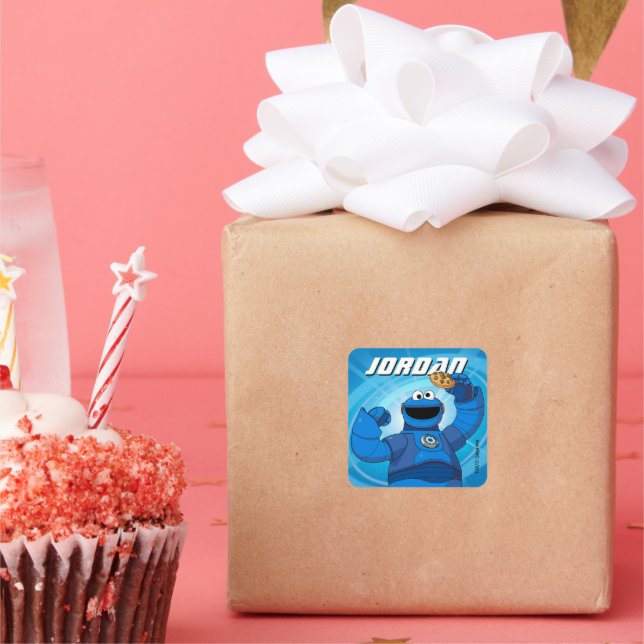 Sesame Street | Mecha Builders Cookie Monster Square Sticker (Party)