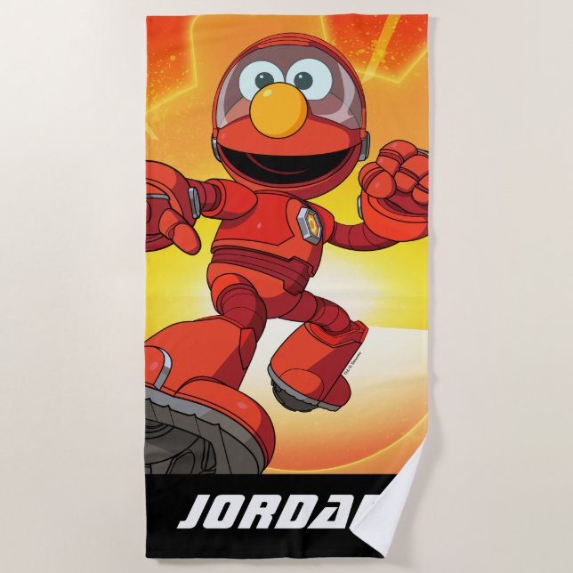 Sesame Street | Mecha Builders Elmo | Add Name Beach Towel (Front)