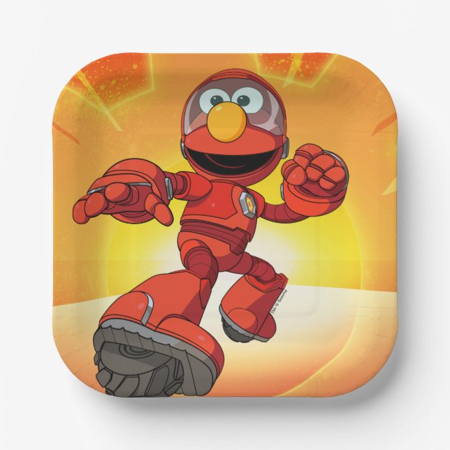 Sesame Street | Mecha Builders Elmo In Action Paper Plates (Front)