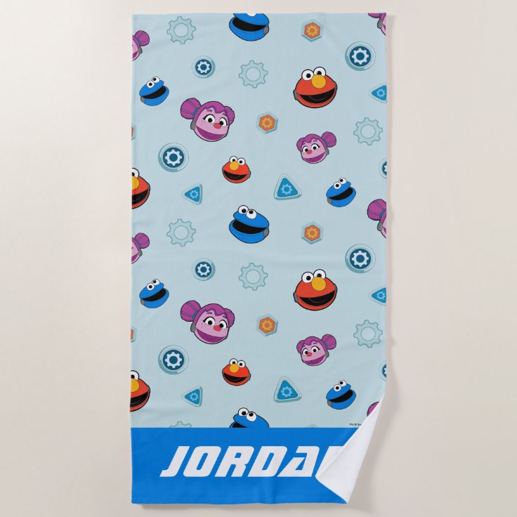 Sesame Street | Mecha Builders Faces | Add Name Beach Towel | Zazzle