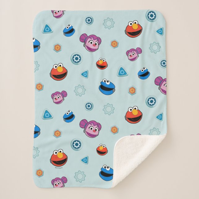 Sesame Street | Mecha Builders Faces | Add Name Sherpa Blanket (Front)
