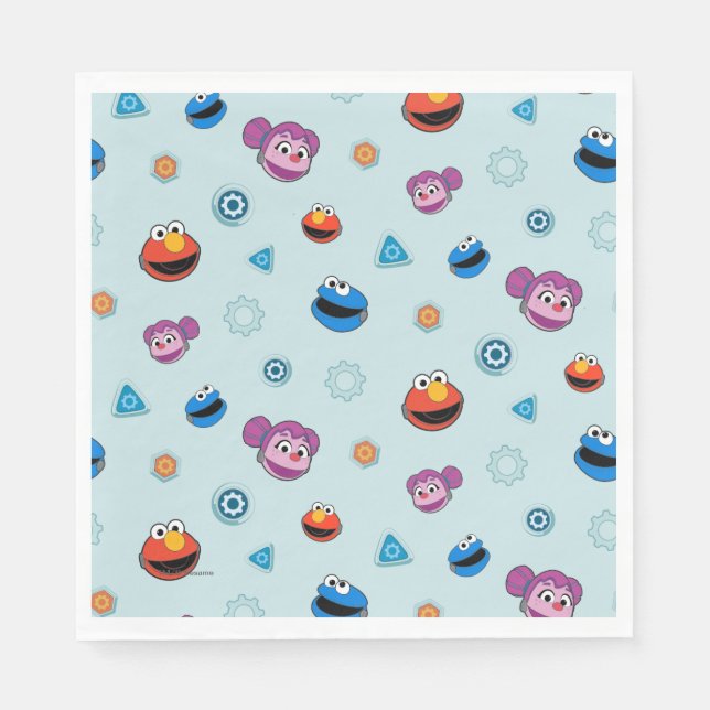 Sesame Street | Mecha Builders Faces Pattern Napkins (Front)