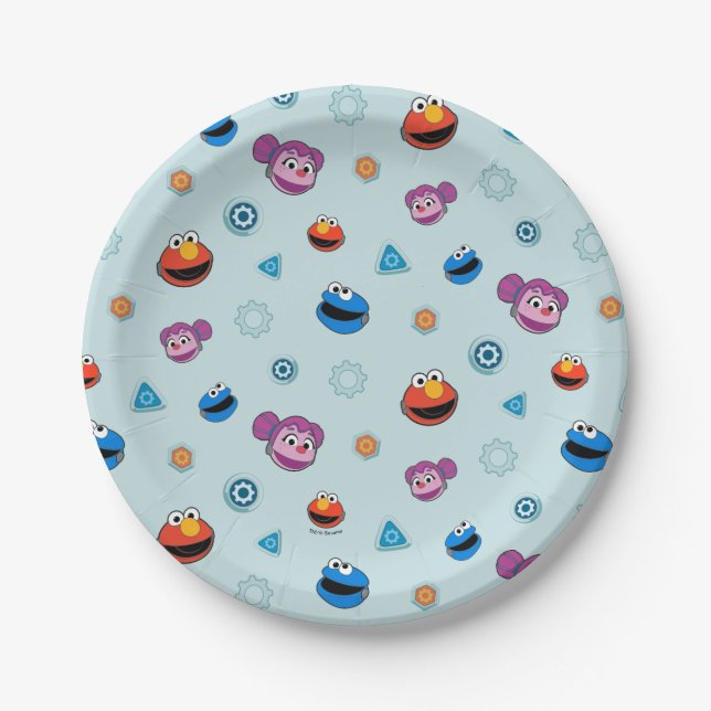 Sesame Street | Mecha Builders Faces Pattern Paper Plates (Front)